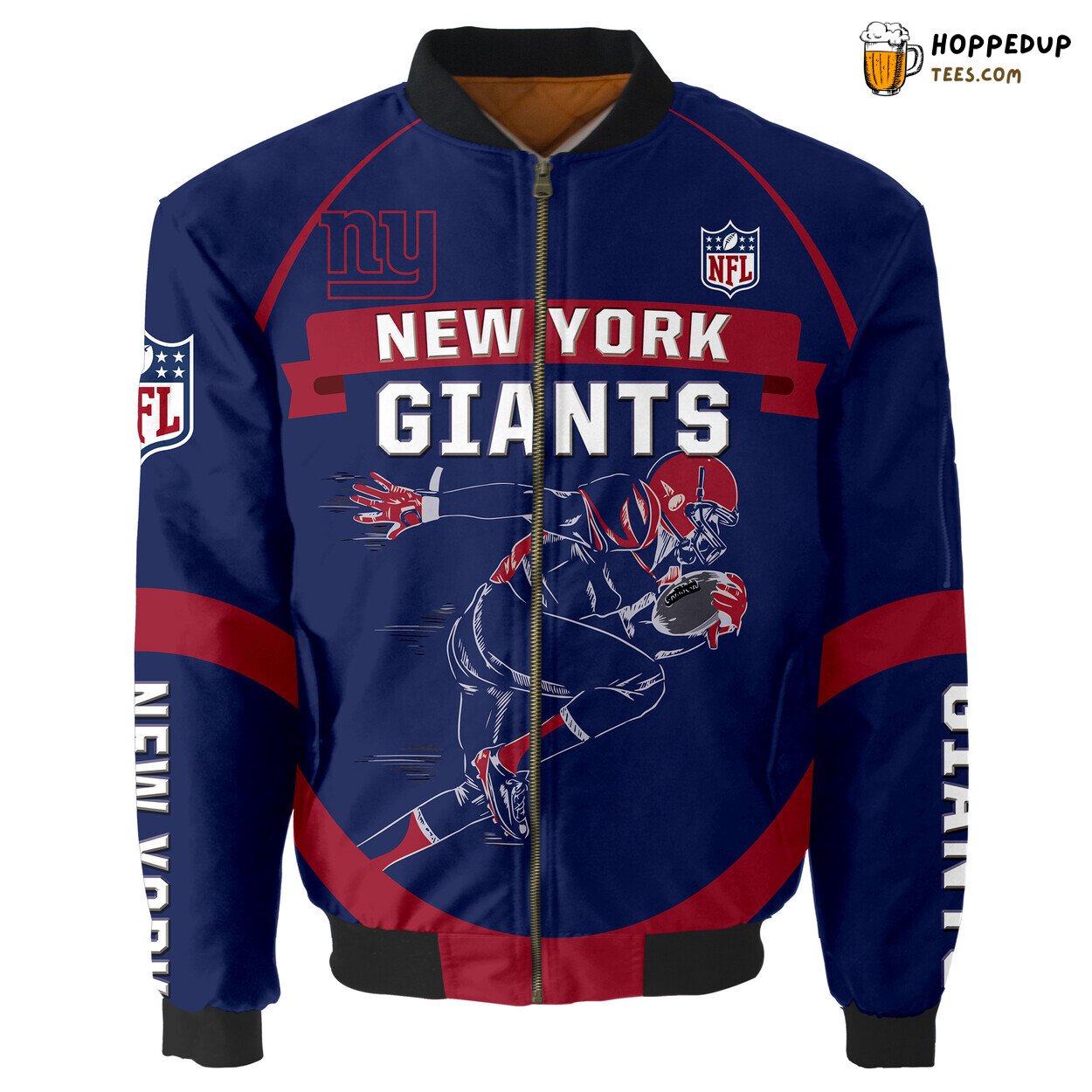 New York Giants Running Men Graphic Bomber Jacket Fan’s Premium Selection