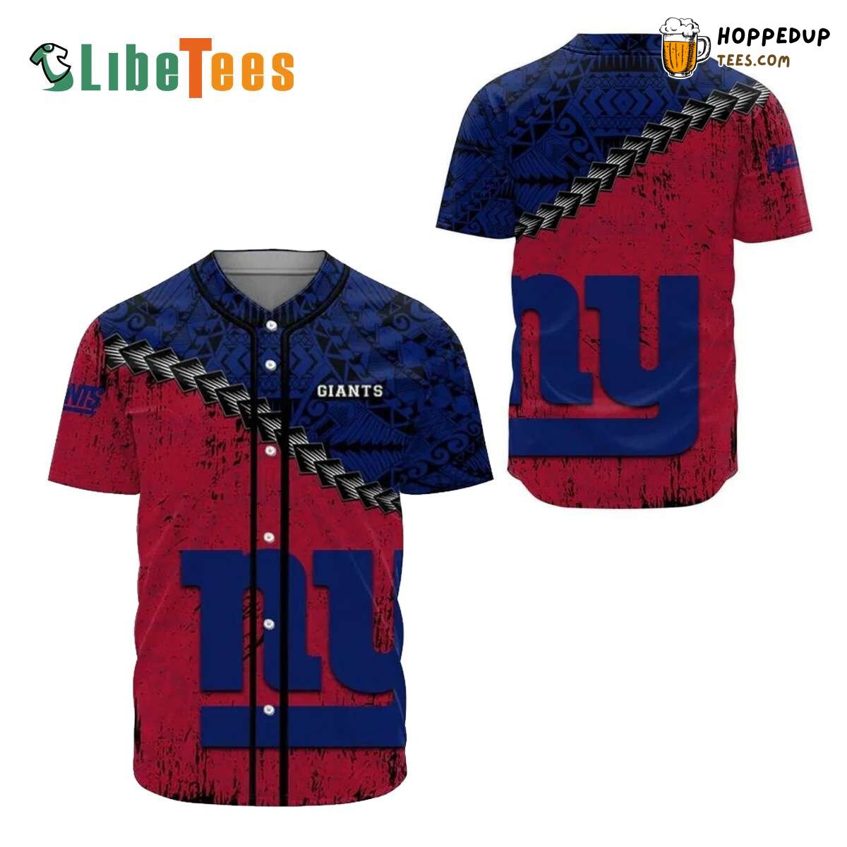 New York Giants Simple Red Blue Design Baseball Jersey