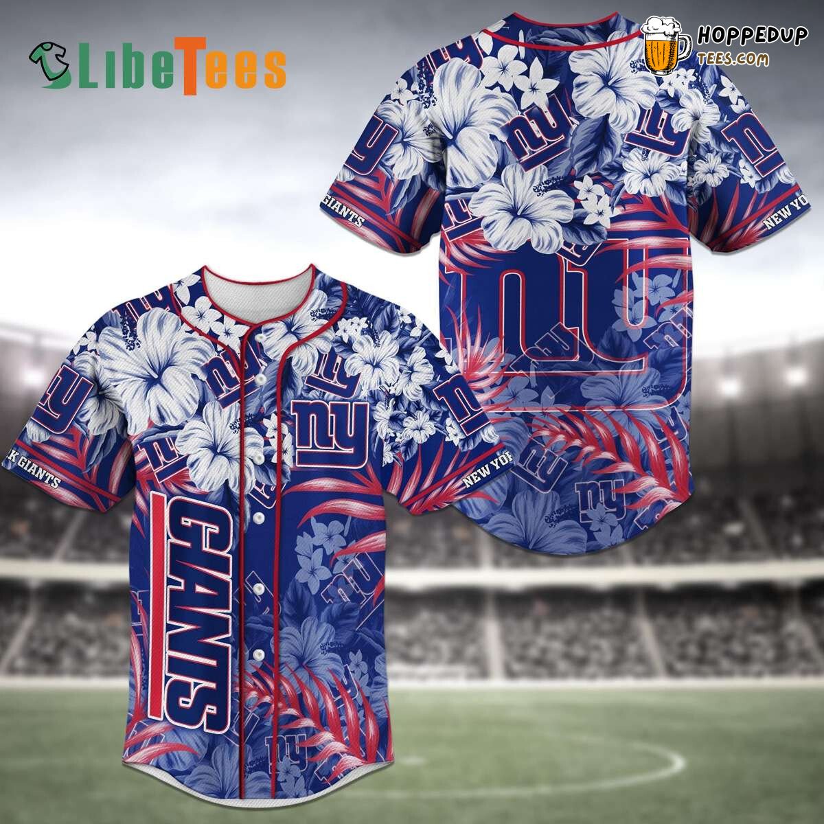 New York Giants Tropical Palm Flowers Baseball Jersey