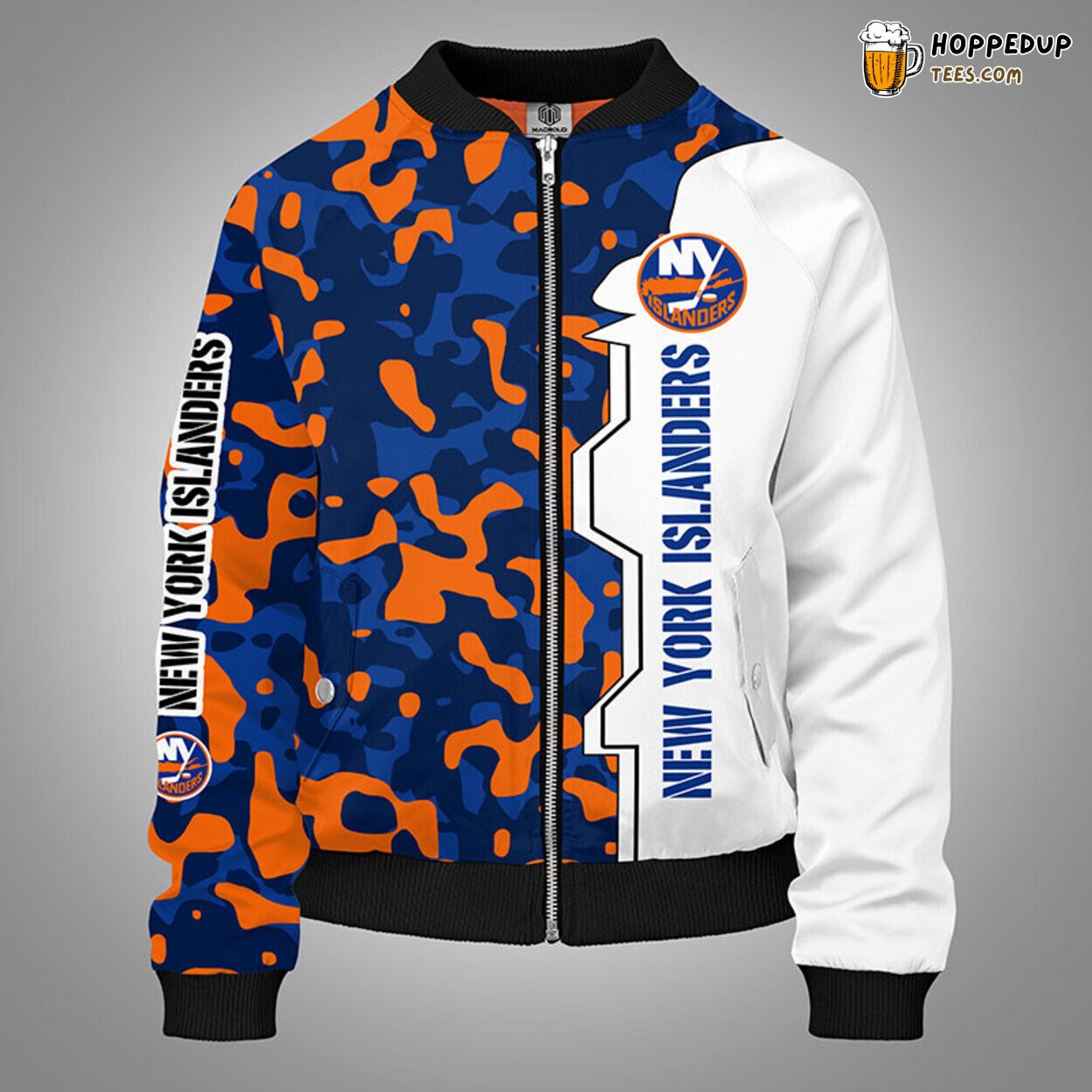 New York Islanders NHL Camouflage Orange Distinct Bomber Jacket Stylish Design