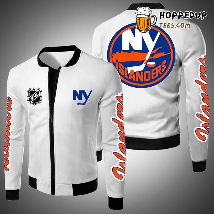 New York Islanders NHL Crisp White Style Bomber Jacket Line