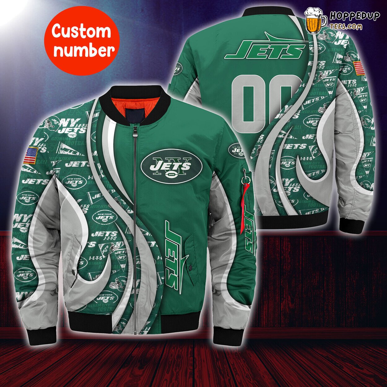 New York Jets Custom Number Trending Elite Bomber Jacket Premium Design