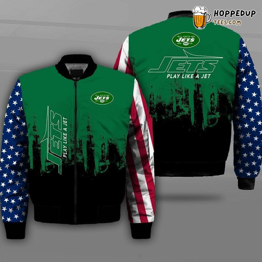 New York Jets NFL Bomber Jacket with Green and Black Colors