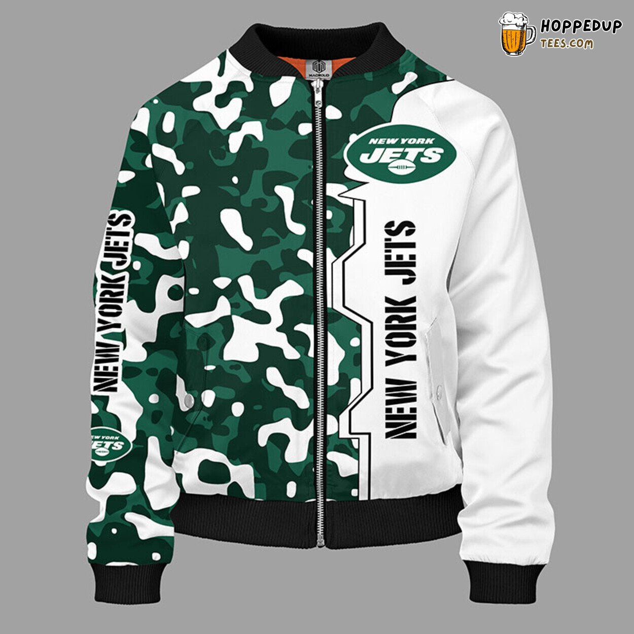 New York Jets NFL Camouflage Green Bomber Jacket Distinct Style
