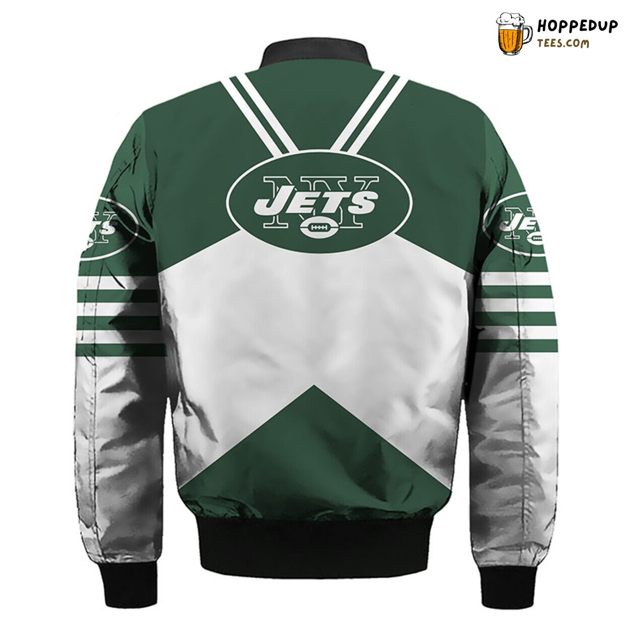 New York Jets NFL Distinct Bomber Jacket Green Silver Finish