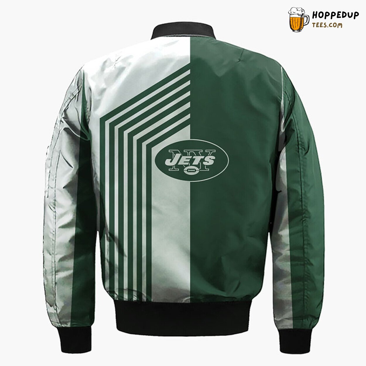New York Jets NFL Skull Bomber Jacket Green Silver Theme