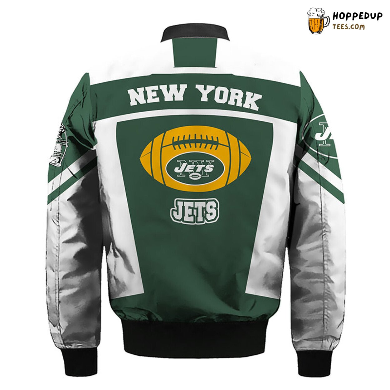 New York Jets NFL Skull Green Silver Bomber Jacket Stylish Theme
