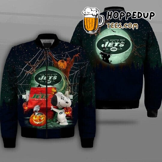 New York Jets NFL Special Snoopy Halloween Themed Bomber Jacket