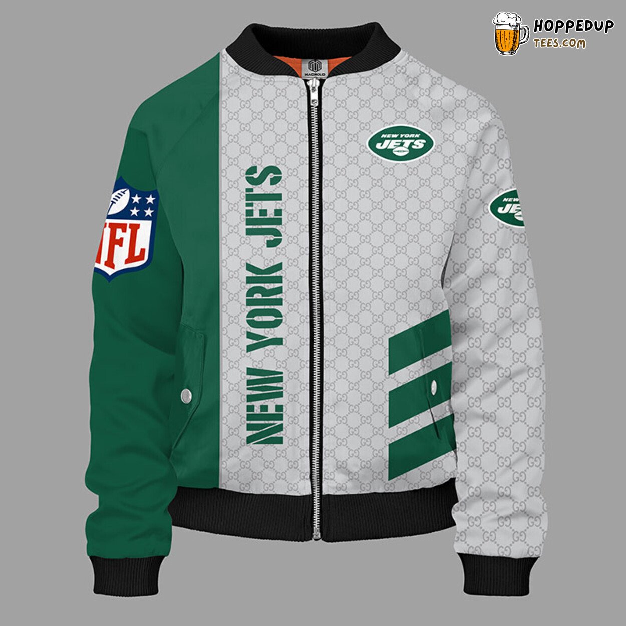 New York Jets NFL Unisex Bomber Jacket Green Distinct Look