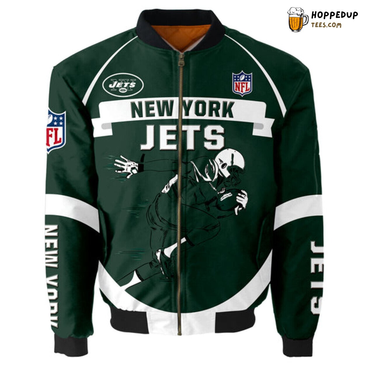 New York Jets Running Graphic Player Bomber Jacket Football Gift