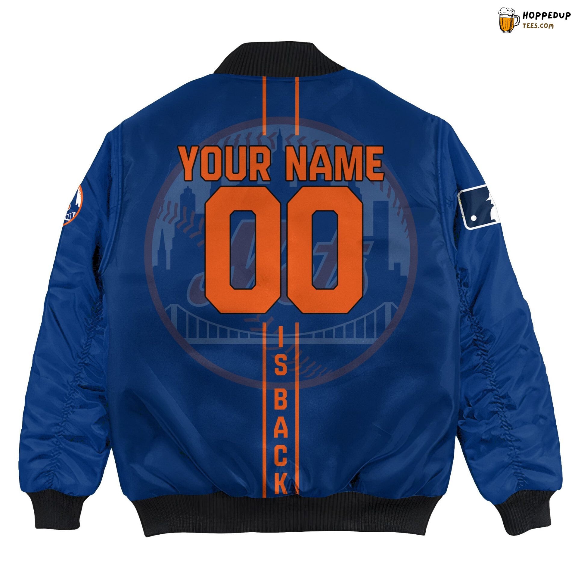 New York Mets MLB Personalized Name & Number Detailed Bomber Jacket