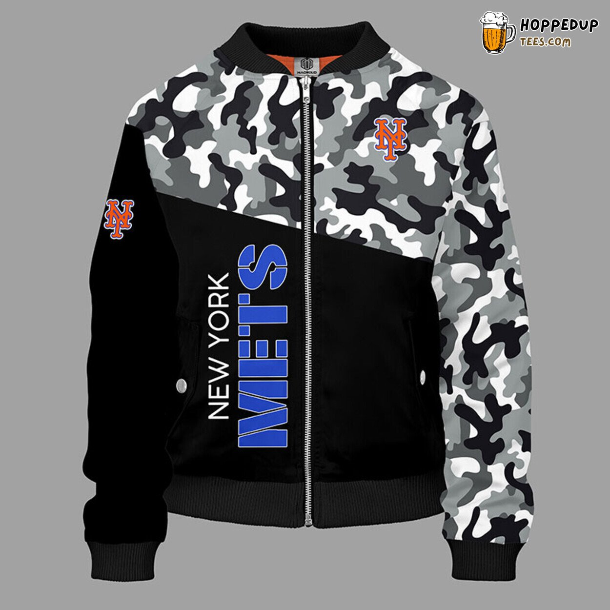 New York Mets MLB Unique Camouflage Blue Bomber Jacket Design