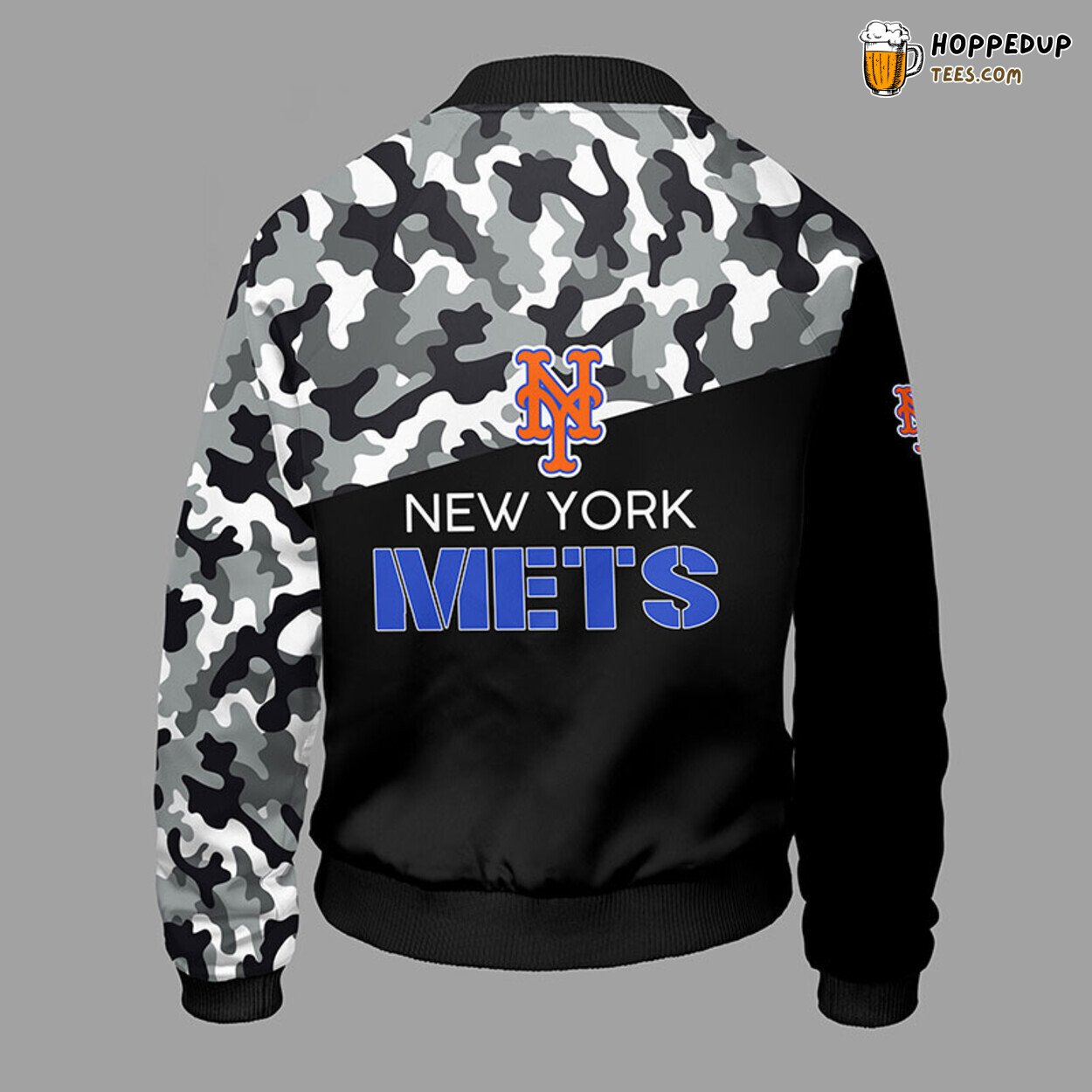 New York Mets MLB Unique Camouflage Blue Bomber Jacket Design