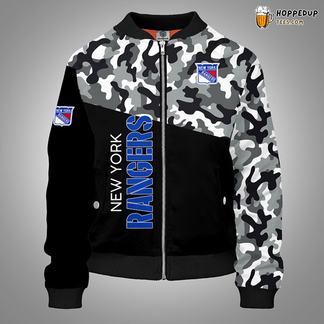 New York Rangers NHL Camouflage Black Unique Bomber Jacket Stylish Design Look