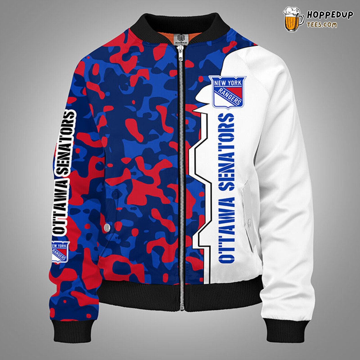 New York Rangers NHL Unique Camouflage Red Bomber Jacket Stylish Design