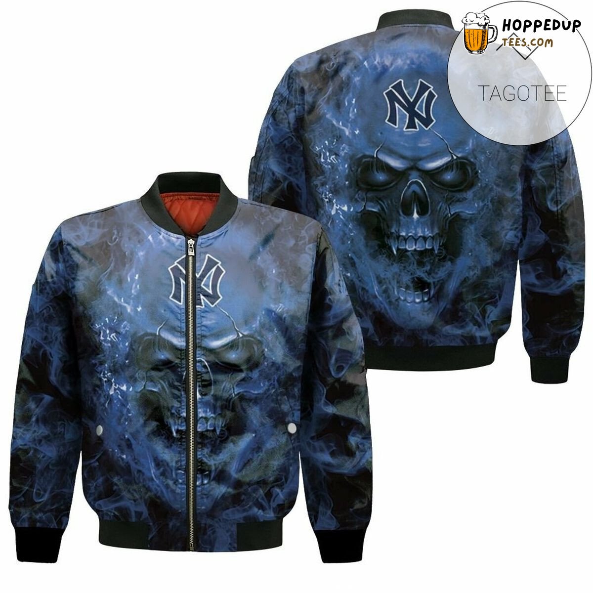 New York Yankees MLB Skull Emblem Dark Bomber Jacket Design