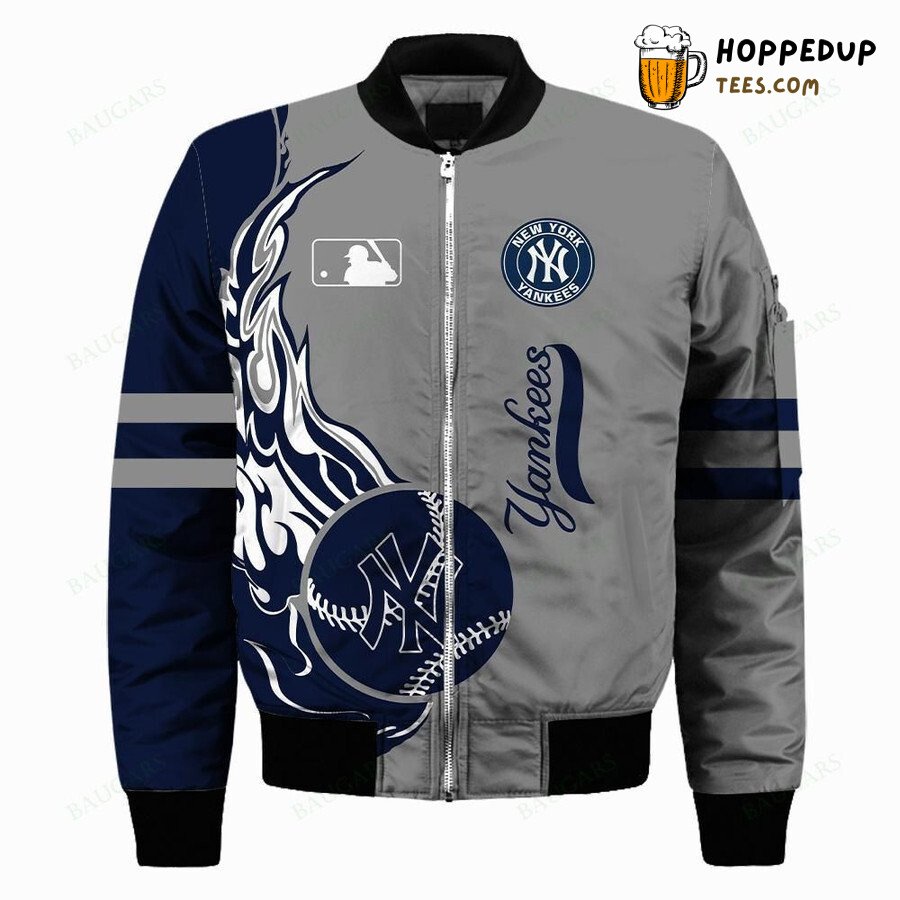 New York Yankees MLB Stylish Gray Blue Bomber Jacket Series