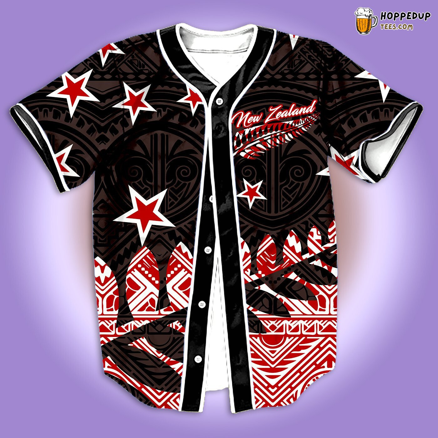 New Zealand Star Red Baseball Tee Jersey Shirts 3D