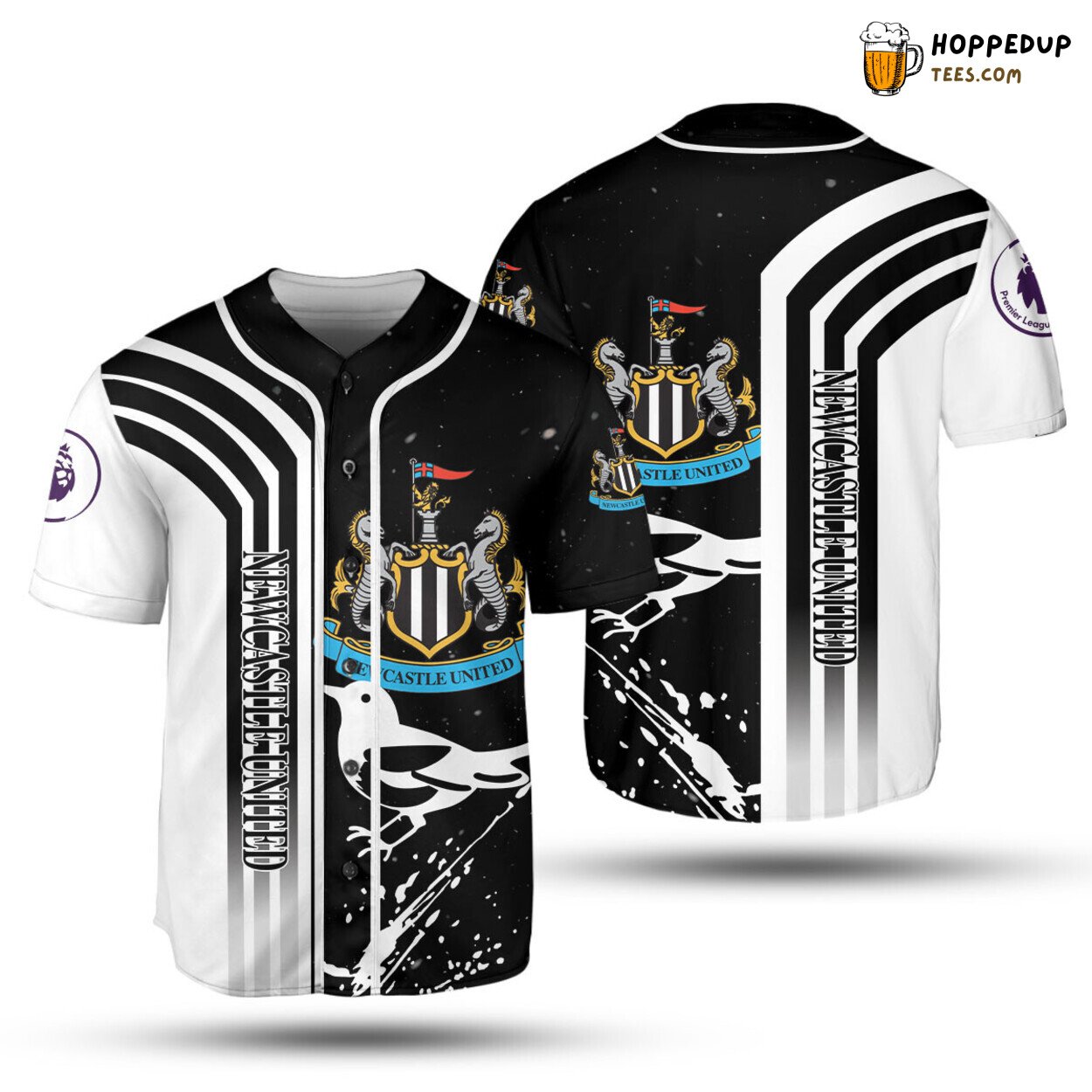 Newcastle United FC Black White The Magpies Baseball Jersey Unisex Shirt