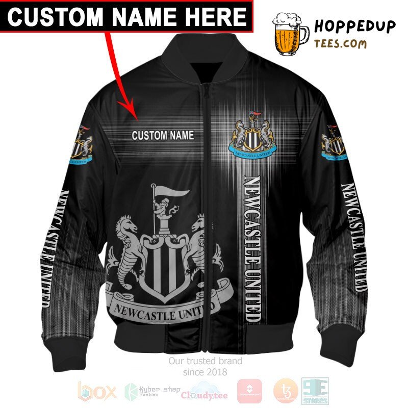 Newcastle United FC Custom Name Black Bomber Jacket