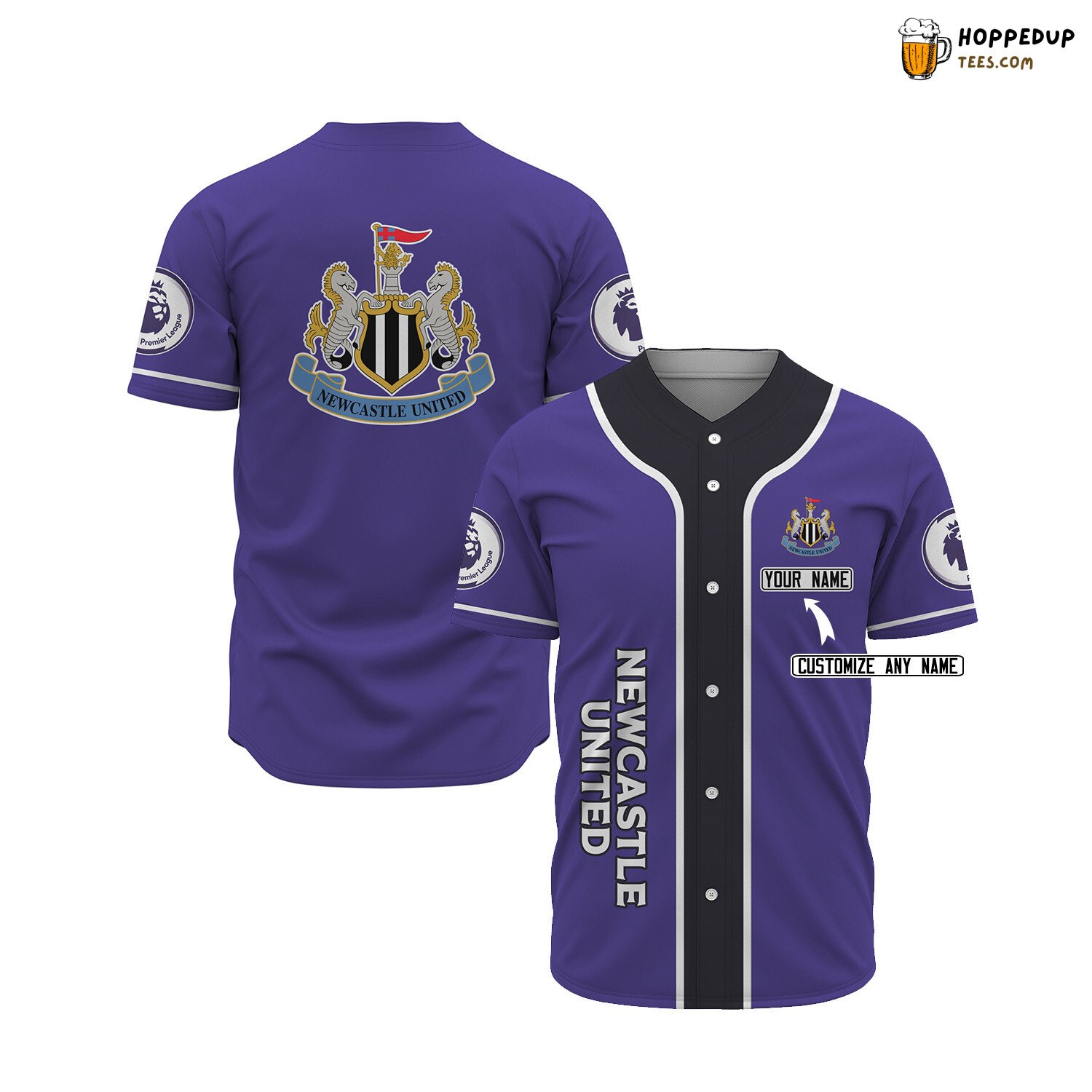Newcastle United FC Custom Name Purple Baseball Jersey Unisex Shirt