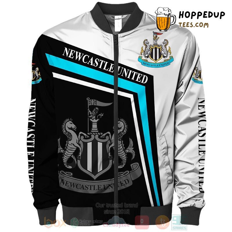 Newcastle United FC Monochrome Black White Bomber Jacket Edge