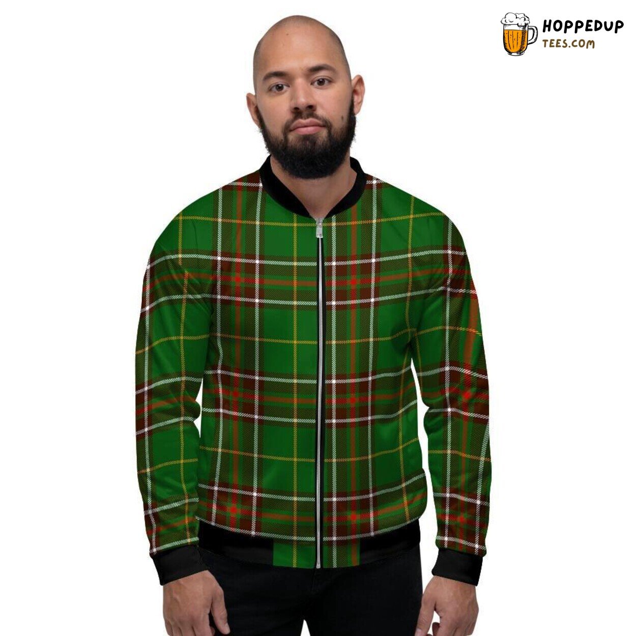 Newfoundland Traditional Green Plaid Tartan Men’s Bomber Jacket Heritage Design