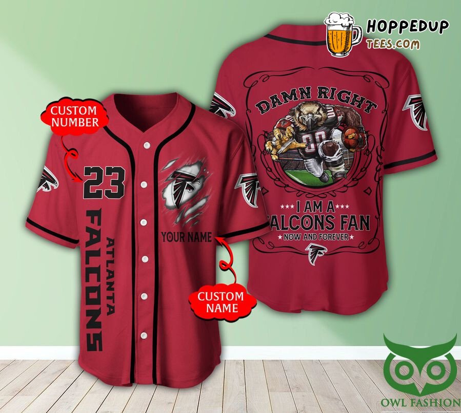 NFL Atlanta Falcons Custom Name Number Mascot Baseball Jersey Unisex Shirt