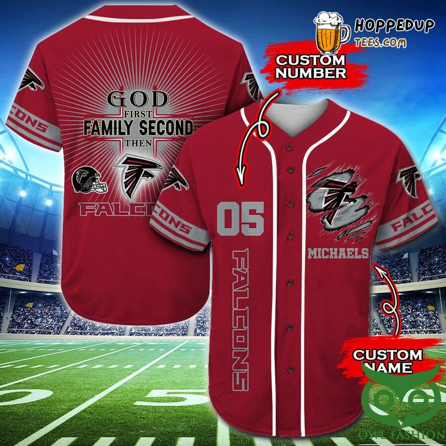 NFL Atlanta Falcons Custom Name Number Red Baseball Jersey Unisex Shirt