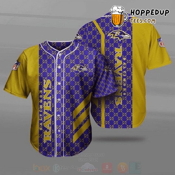 NFL Baltimore Ravens Purple Gold Baseball Jersey Unisex Shirt