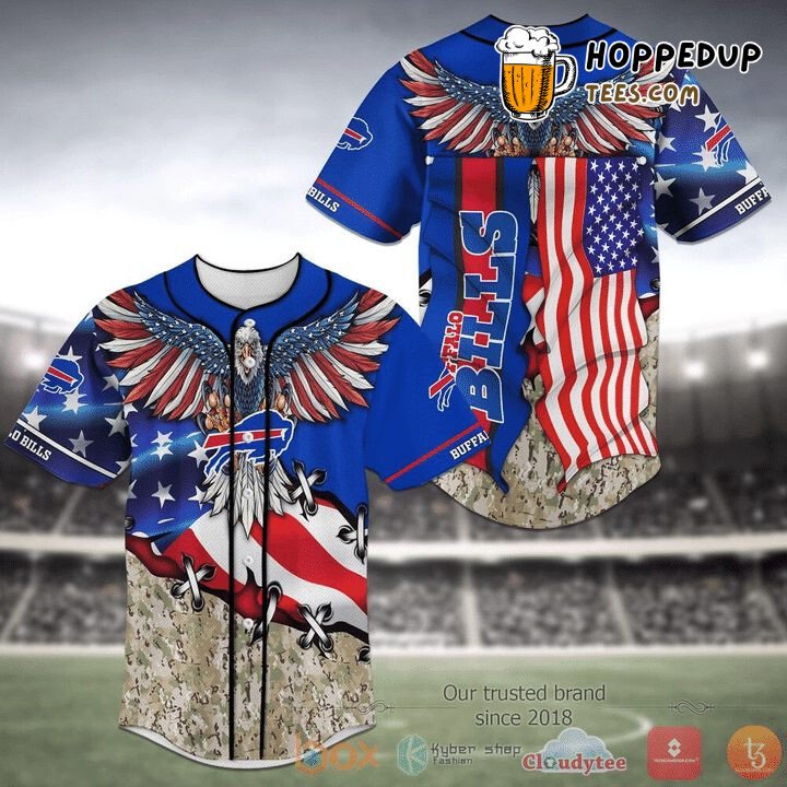 NFL Buffalo Bills American Eagle Camo Flag Baseball Jersey Unisex Shirt