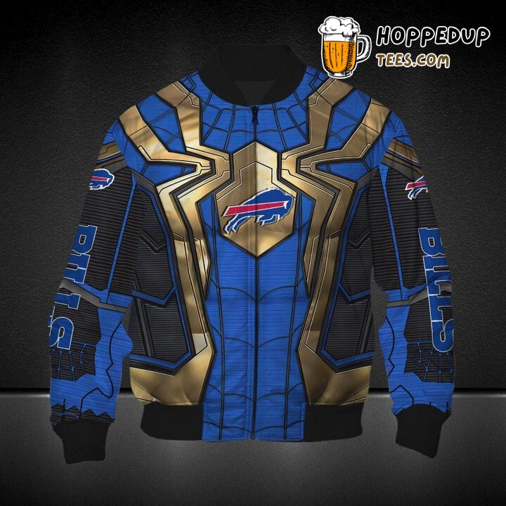 NFL Buffalo Bills Blue Golden Spider Man Edition Bomber Jacket