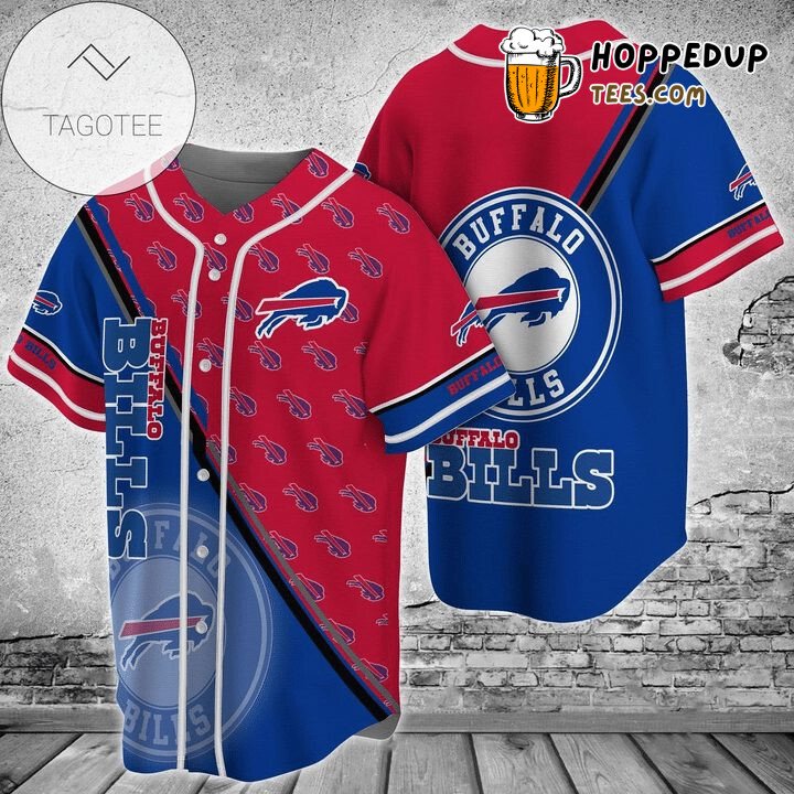 NFL Buffalo Bills Blue Red Big Logo Baseball Jersey Unisex Shirt