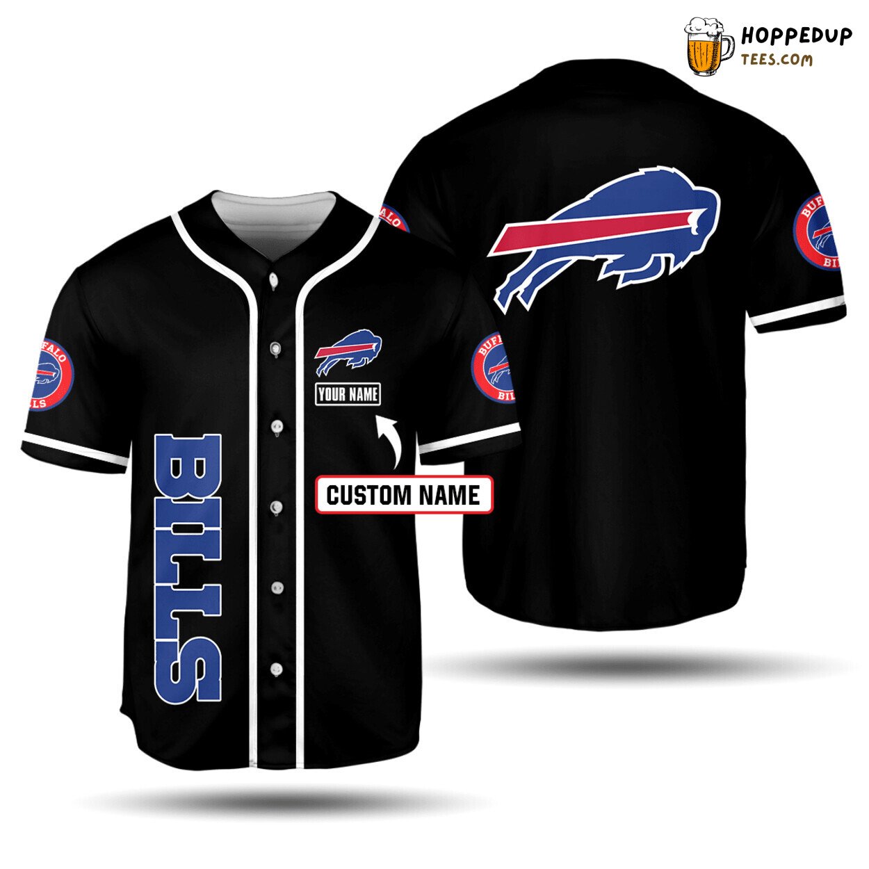 NFL Buffalo Bills Custom Name Black Edition Baseball Jersey Unisex Shirt