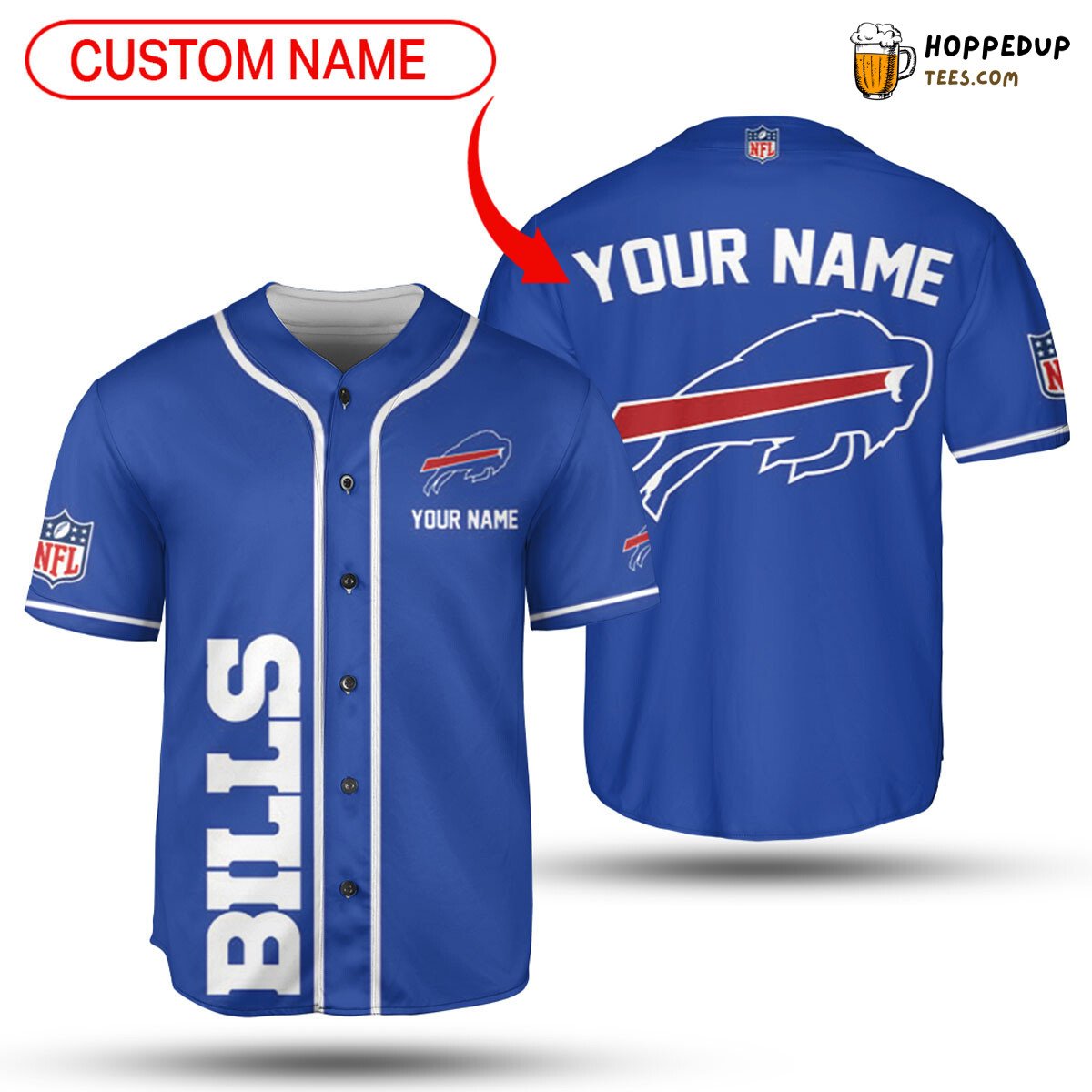 NFL Buffalo Bills Custom Name Blue Edition Baseball Jersey Unisex Shirt