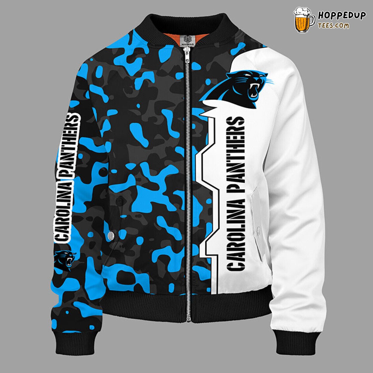 NFL Carolina Panthers Camouflage Blue Bomber Jacket Style