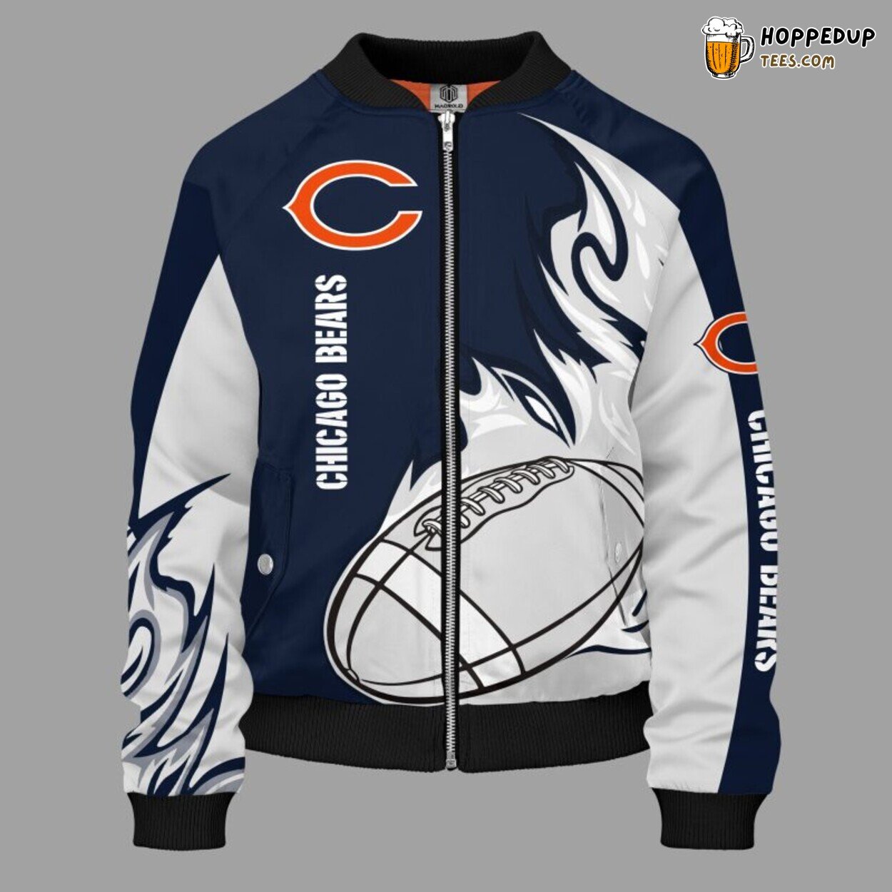 NFL Chicago Bears Blue Classic Distinct Bomber Jacket Finish