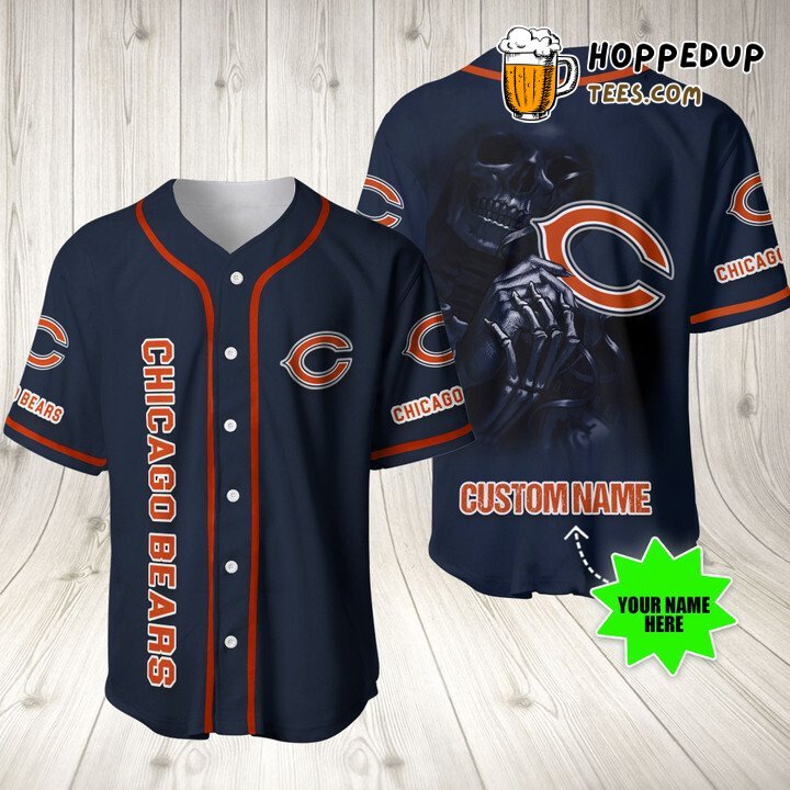 NFL Chicago Bears Custom Name Skull Fashion Baseball Jersey Unisex Shirt