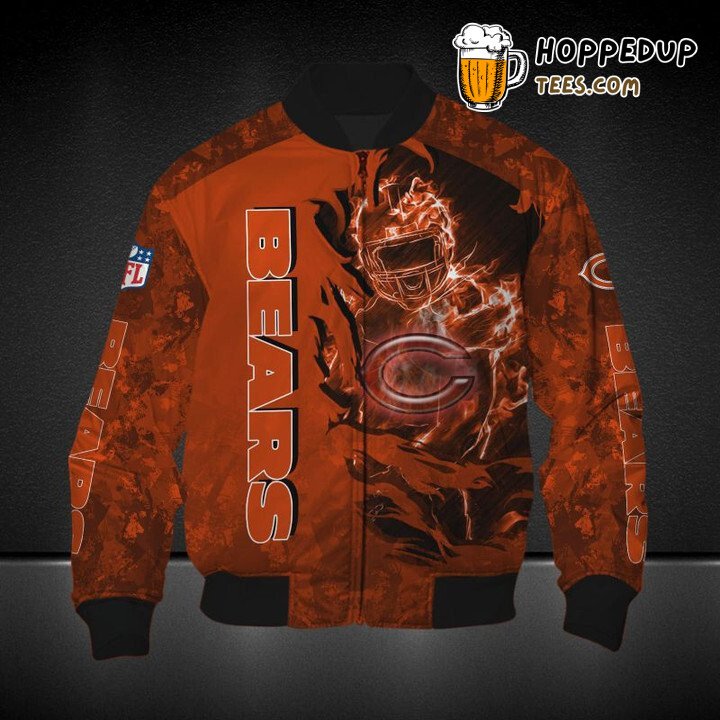 NFL Chicago Bears Orange Scratch Player In Fire Bomber Jacket