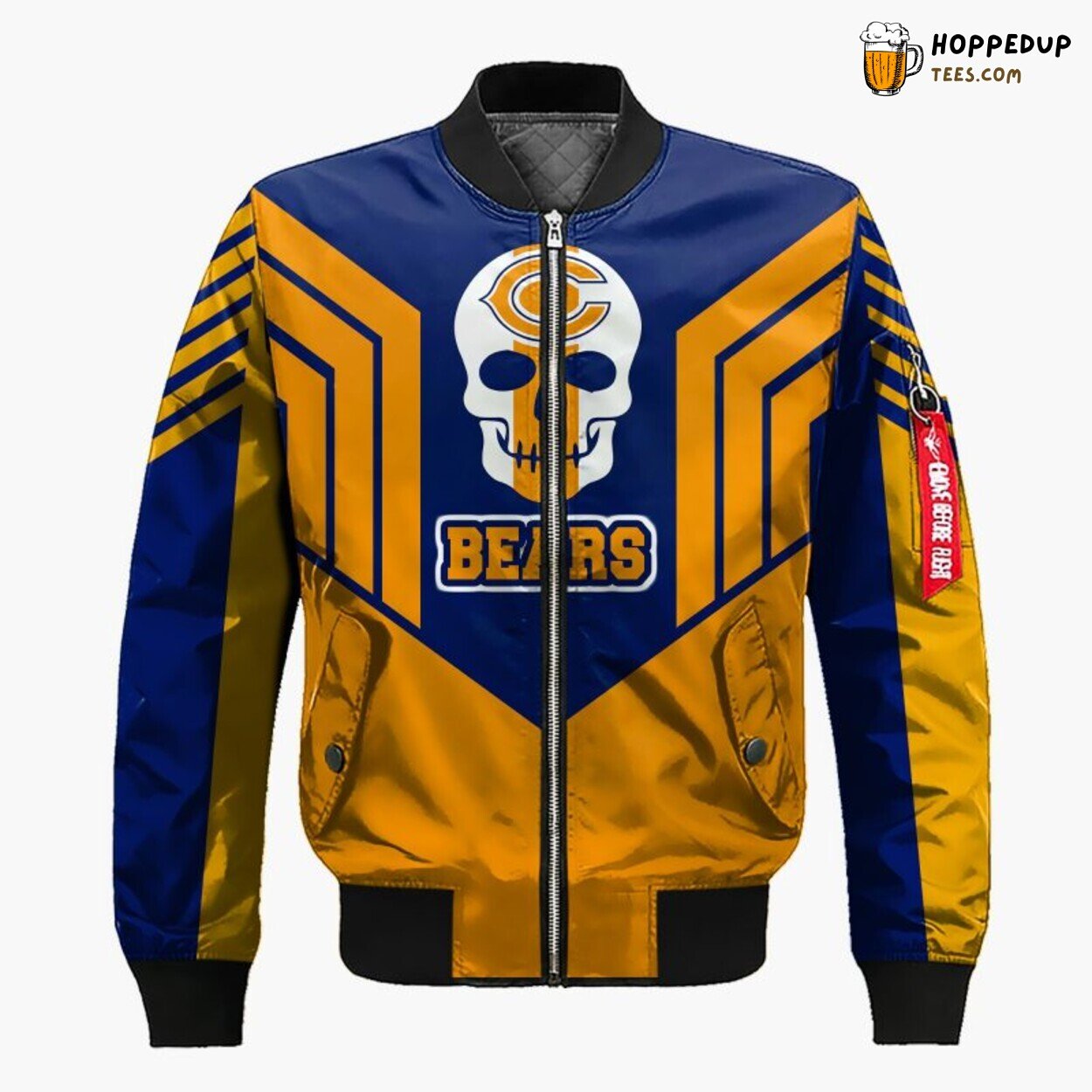 NFL Chicago Bears Skull Orange Blue Bomber Jacket Finish NFL Chicago Bears Skull Orange Blue Bomber Jacket Finish