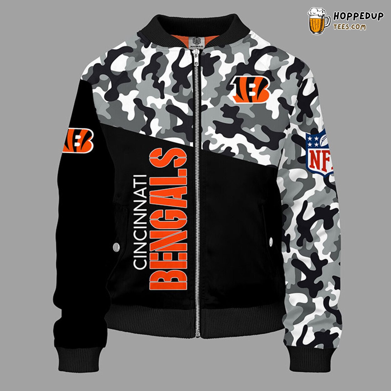 NFL Cincinnati Bengals Camouflage Black Bomber Jacket Unique