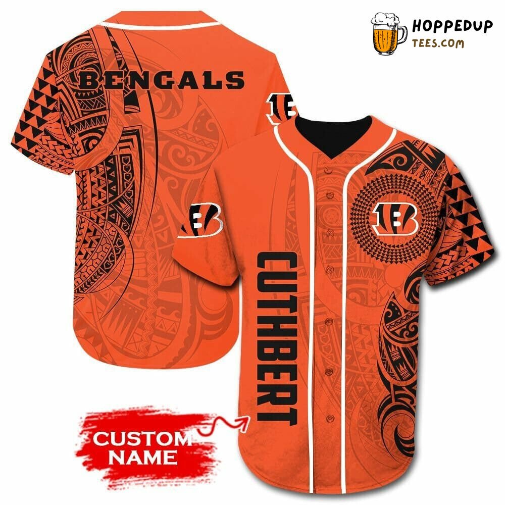 NFL Cincinnati Bengals Custom Name Orange Baseball Jersey Unisex Shirt