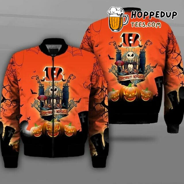NFL Cincinnati Bengals Jack Skellington Halloween Bomber Jacket