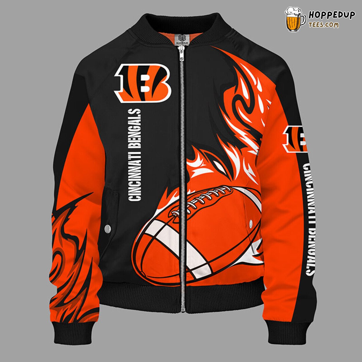 NFL Cincinnati Bengals Orange Distinct Bomber Jacket Pattern