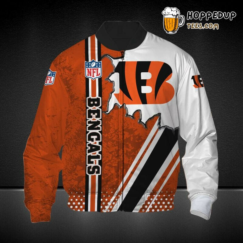 NFL Cincinnati Bengals Orange White Bomber Jacket Special Series Edition