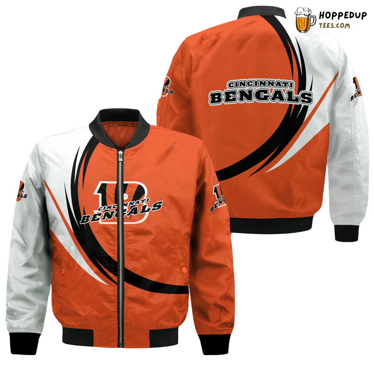 NFL Cincinnati Bengals Orange White Signature Bomber Jacket Cut