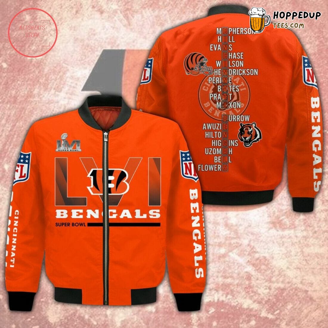 NFL Cincinnati Bengals Super Bowl Orange Bomber Jacket