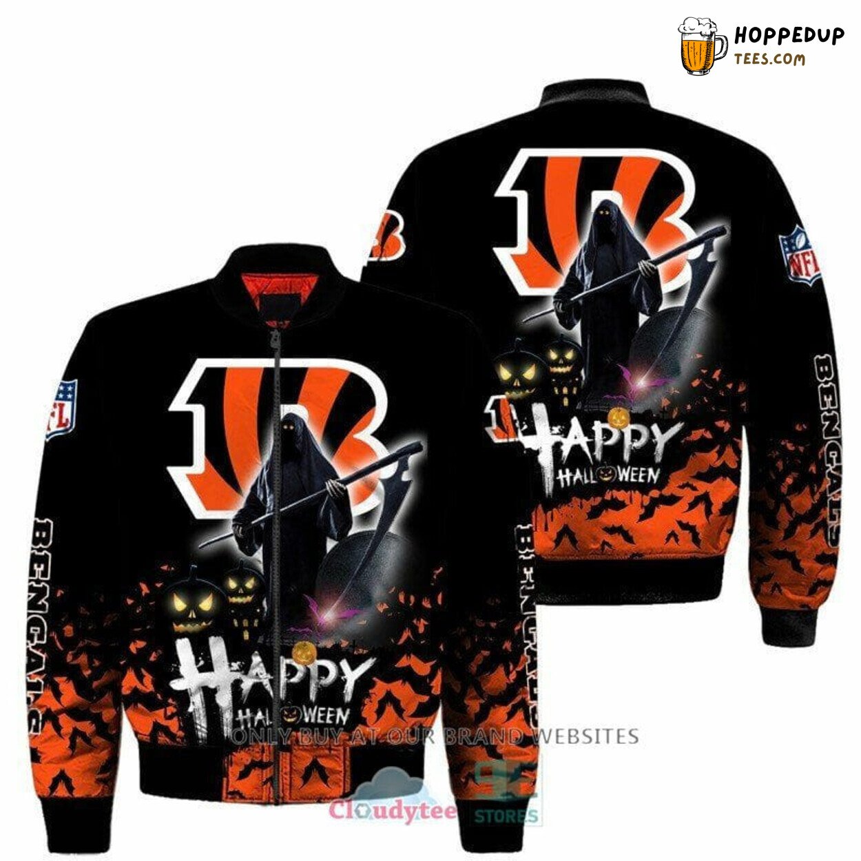 NFL Cincinnati Bengals Unique Happy Halloween Bomber Jacket Design