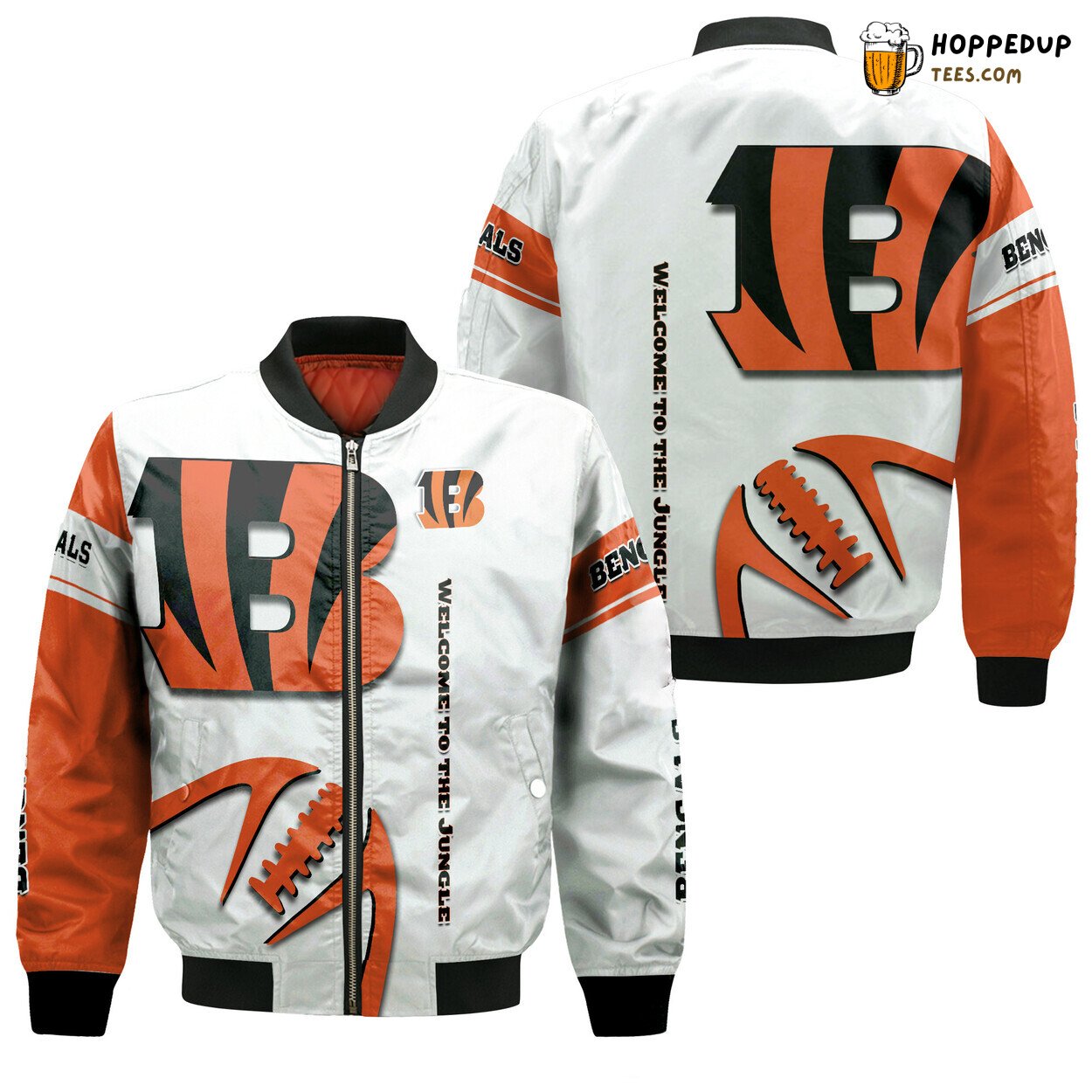 NFL Cincinnati Bengals White Orange Fan Identity Bomber Jacket