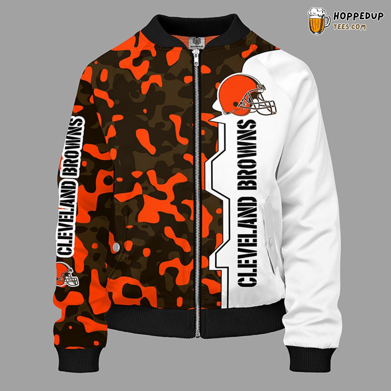 NFL Cleveland Browns Camouflage Orange Bomber Jacket Distinct